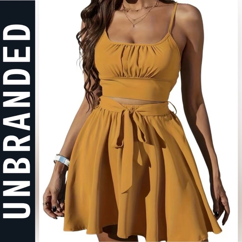NWOT. 2-Piece Set. Crop Cami Top & Tie Front Skater Skirt. Size 12. - Picture 1 of 8